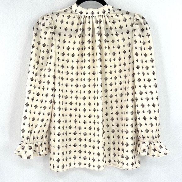 RHODE Multicolor Needlepoint Bouquet Parchment Button Down Lyra Blouse Medium - Picture 5 of 11